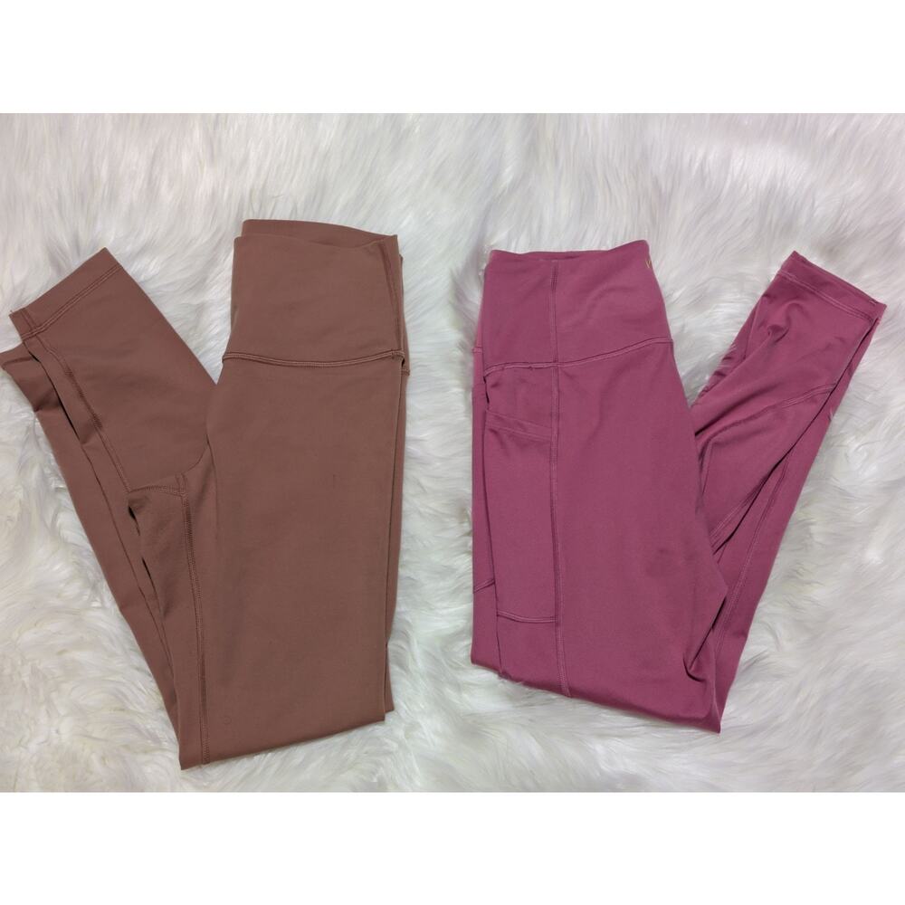 Lot Of 2 Victoria Secret Incredible Essential Leggings Size 6 - Pink & Brown - Picture 2 of 8
